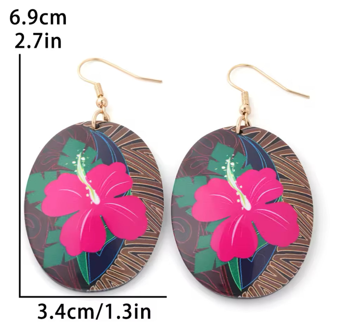 Mele - Ready to Ship - Pink Hibiscus Tropical Flower Earrings