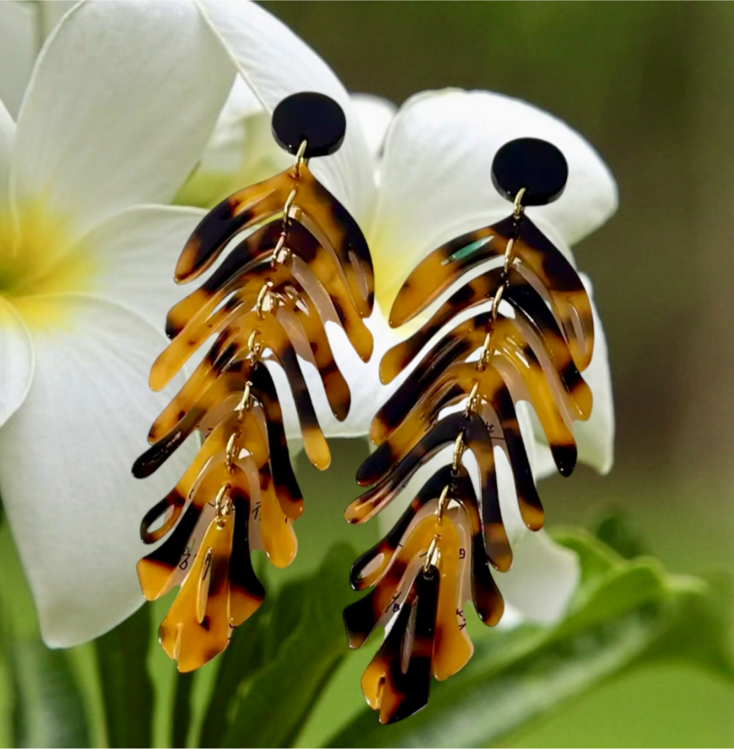 Tali - Ready to Ship - Multi-Layered Acrylic Leaf Earrings
