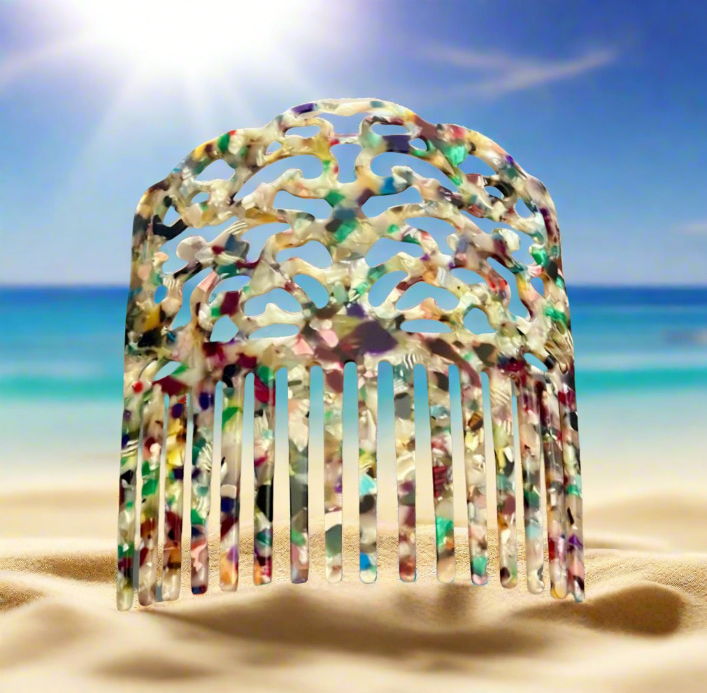 Alani - Colorful Samoan Hair Comb (Selu) - Vibrant Traditional Design - Ready to Ship