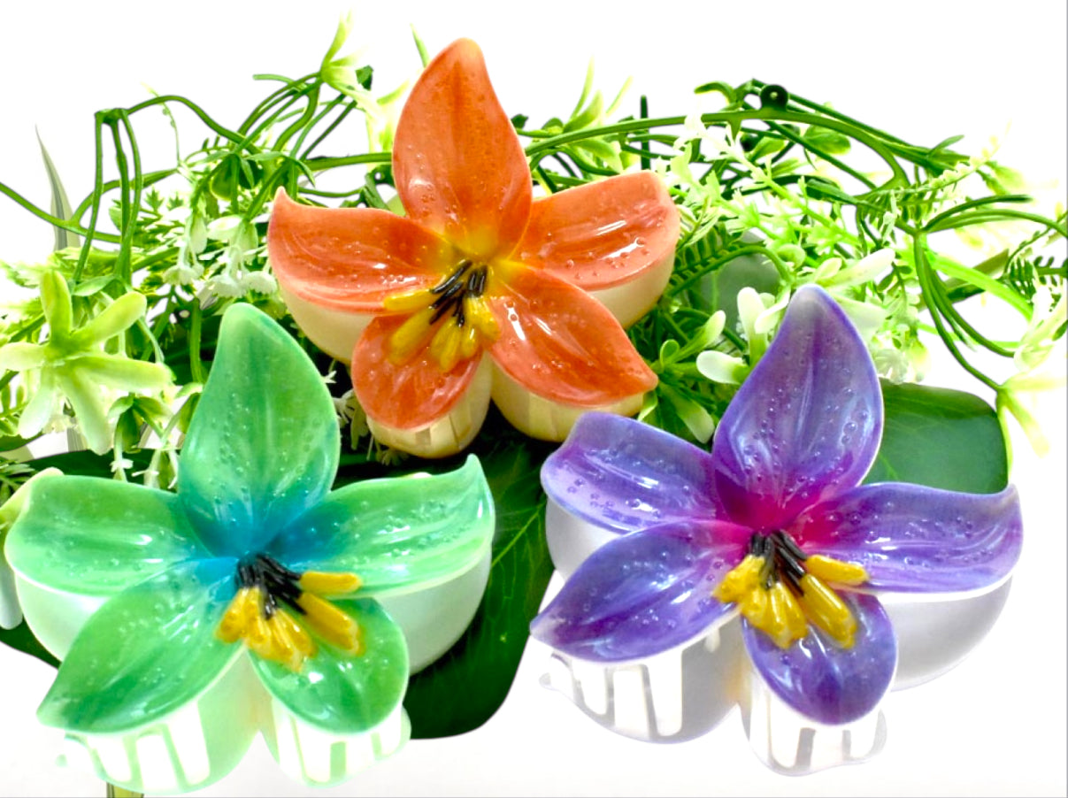 Lillie - Ready to Ship-Elegant Lily Flower Hair Claw 3.54 inches x 3.15 inches - Assorted Colors - Ready to Ship