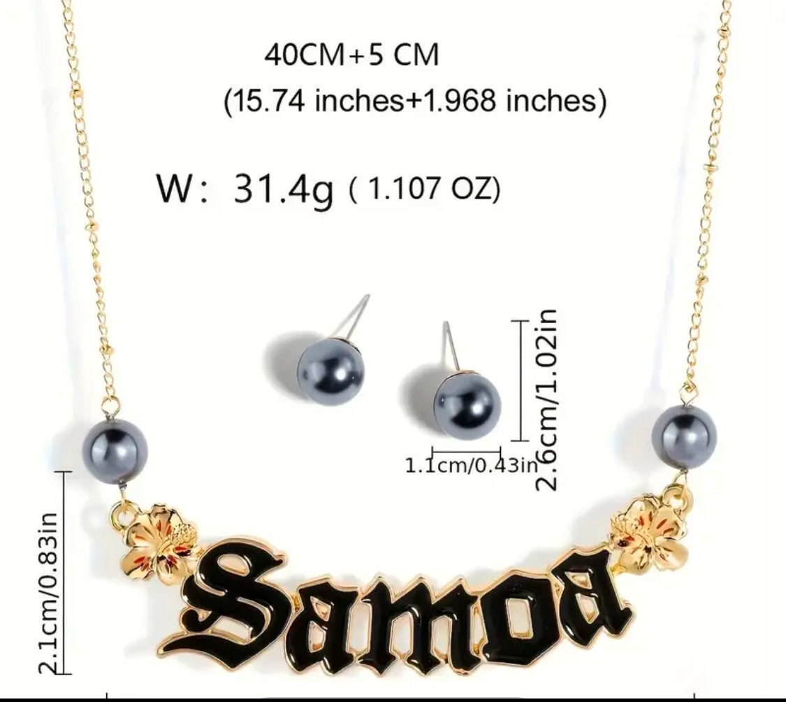 Winnie - Black Enamel Samoan Tribal Necklace with Fresh Water Pearls - Ready to Ship