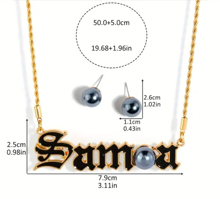 Teuila - Black Enamel Tribal Polynesian Jewelry Set - Ready to Ship