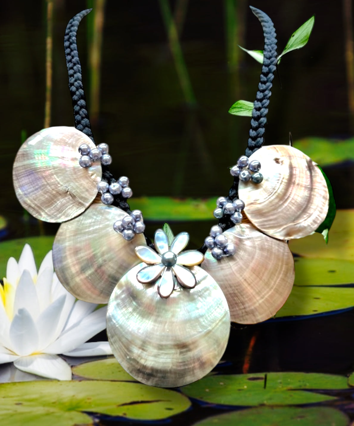 Manaia - Ready to Ship-22.5 Inch Mother of Pearl Tiare Shell Bead Necklace