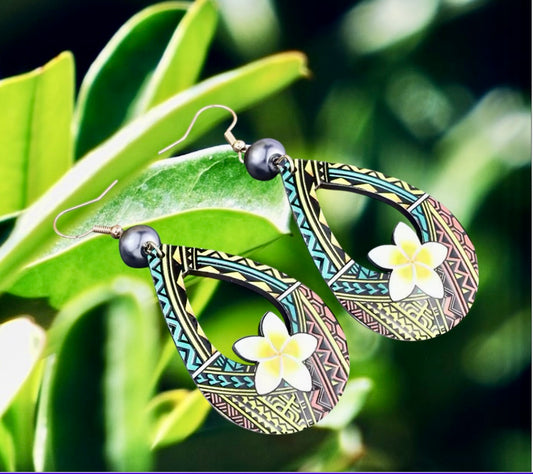 Lia - Ready to Ship - Polynesian Pua Flower Tropical Earrings