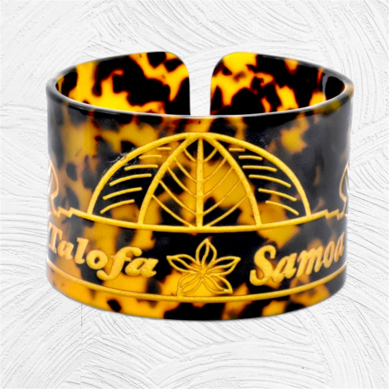 Samoa - Pre-Order Samoa Engraved Faux Turtle Shell Bracelet width 2 inches