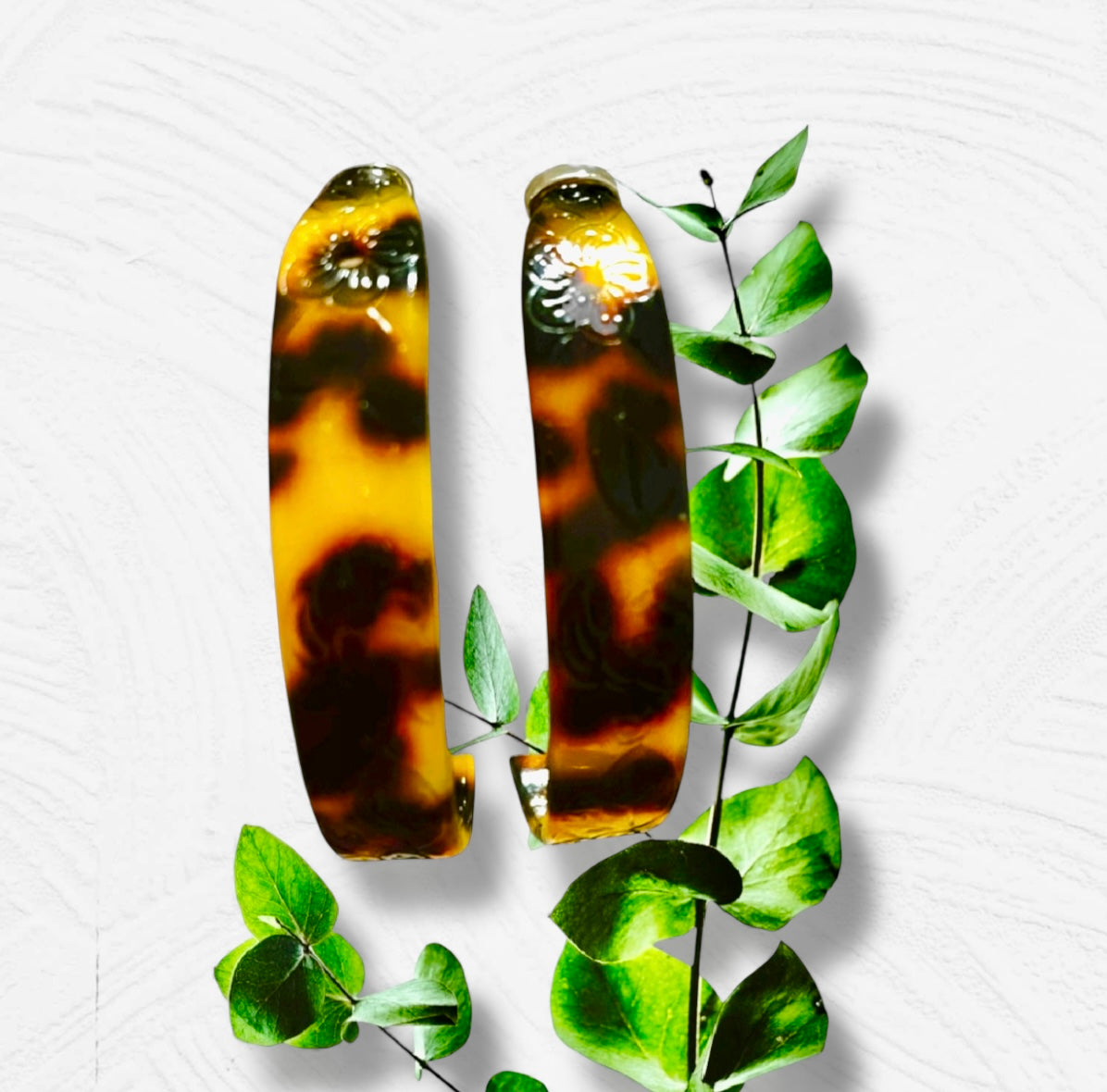 Sophia - Ready to Ship-Extra Large Faux Turtle Hoop Earrings - Statement Jewelry