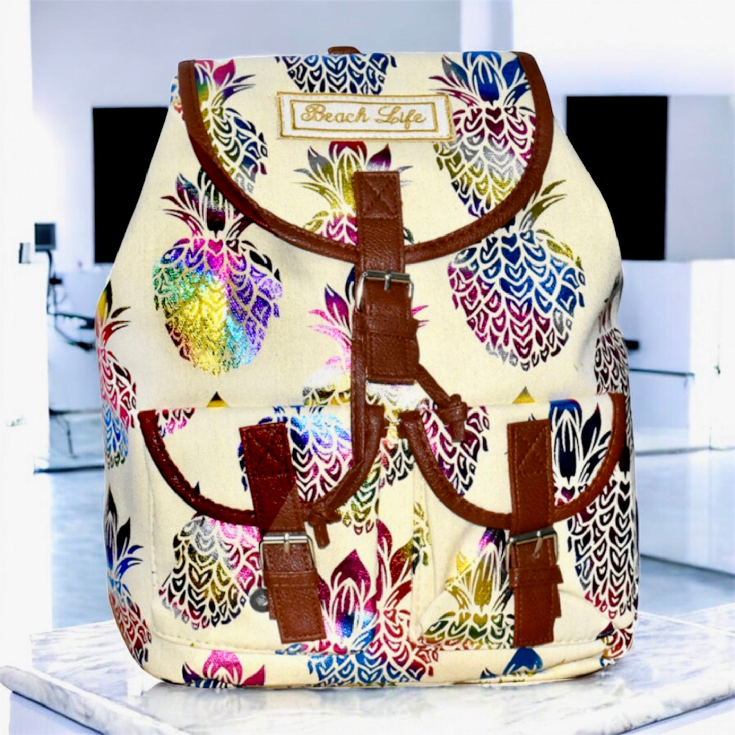 Penina - Ready to Ship - Pineapple Printed Fashion Back Pack Island Style