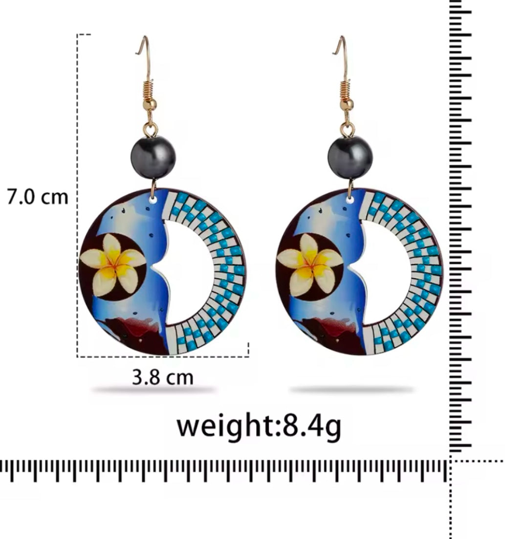 Tai - Ready to Ship - Blue Plumeria Tropical Flower Earrings