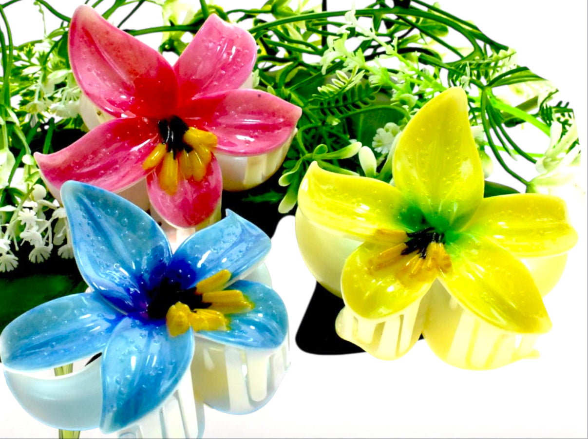 Lillie - Ready to Ship-Elegant Lily Flower Hair Claw 3.54 inches x 3.15 inches - Assorted Colors - Ready to Ship