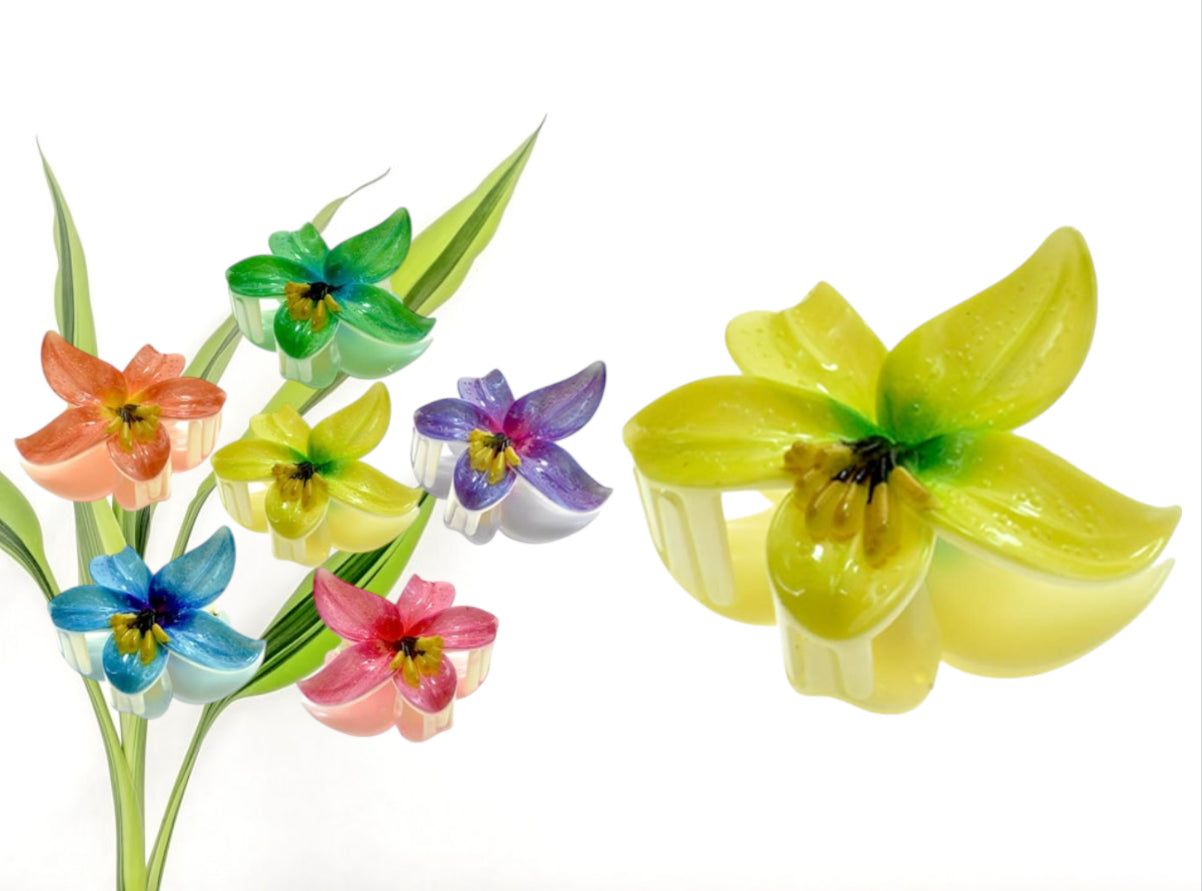 Lillie - Ready to Ship-Elegant Lily Flower Hair Claw 3.54 inches x 3.15 inches - Assorted Colors - Ready to Ship