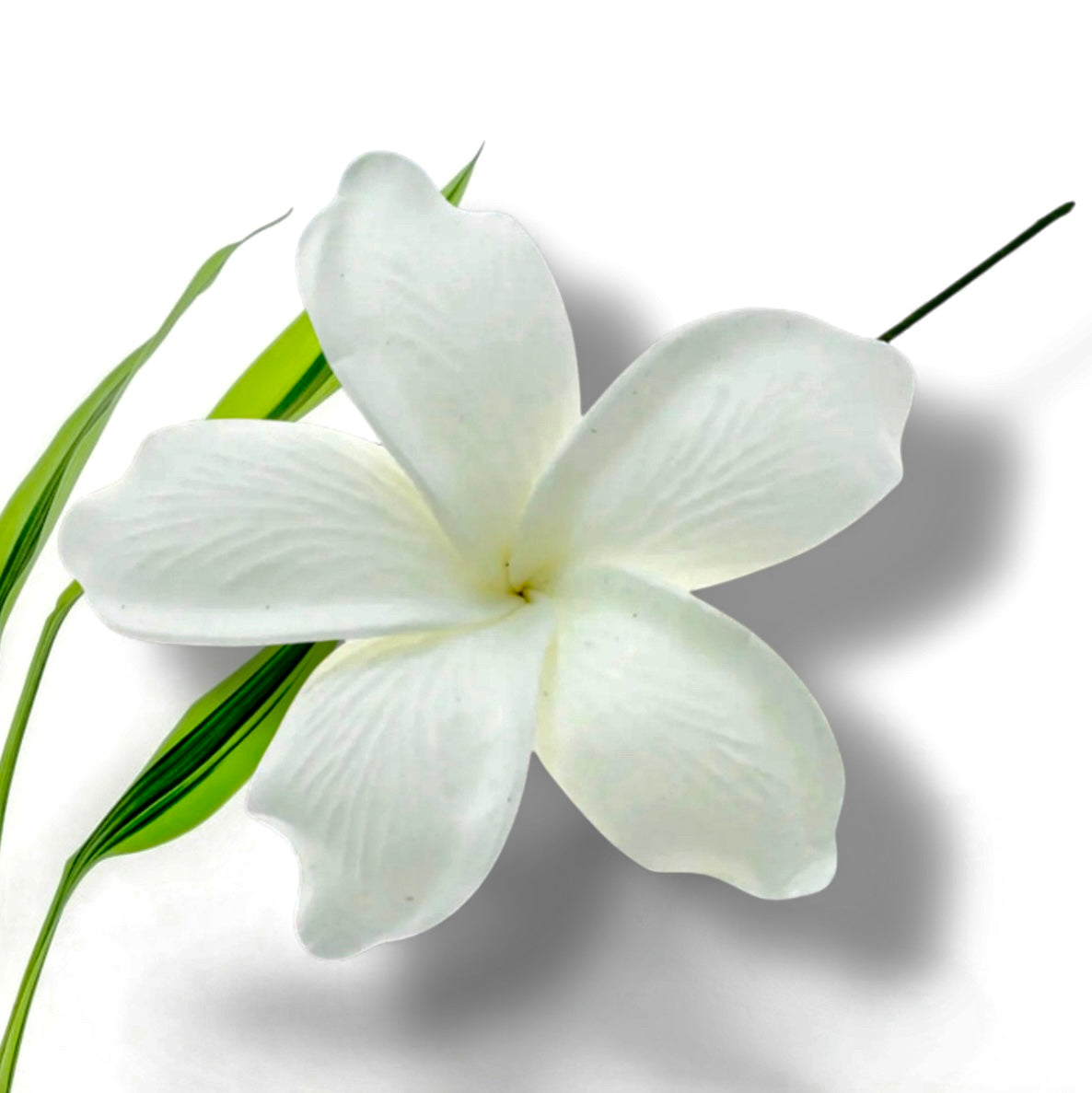 Kini - Ready to Ship-4 inch white plumeria flower hair pick