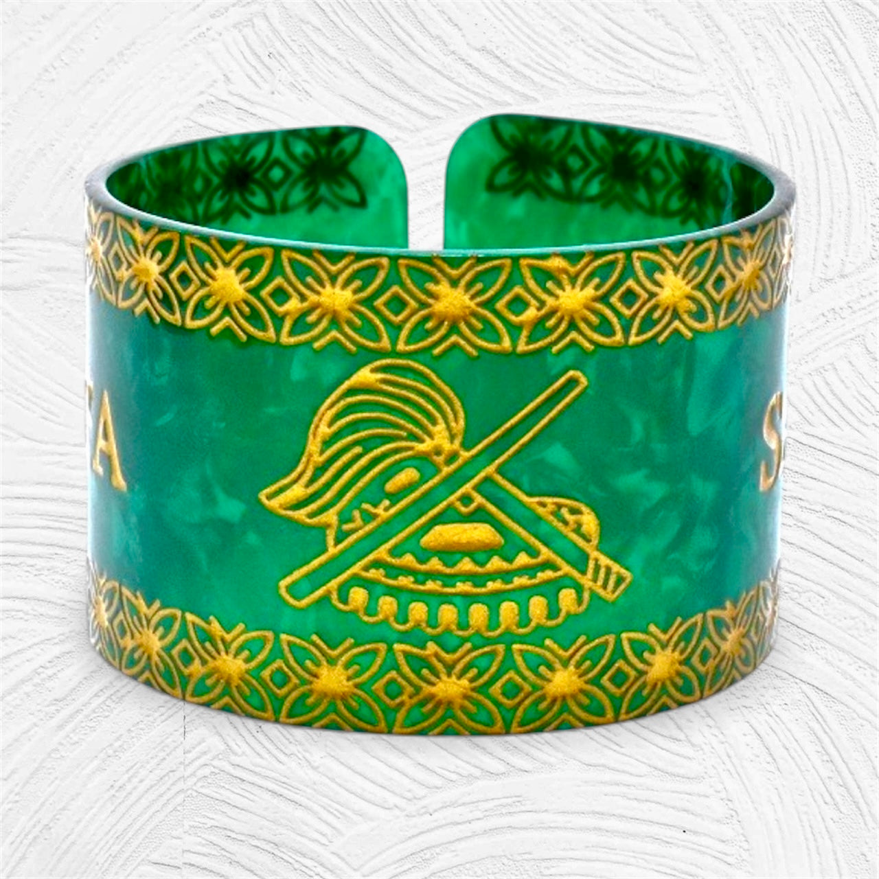 Tisa - Pre-Order Samoan Seal Engraved Faux Turtle Shell Bracelet 2 Inches Wide