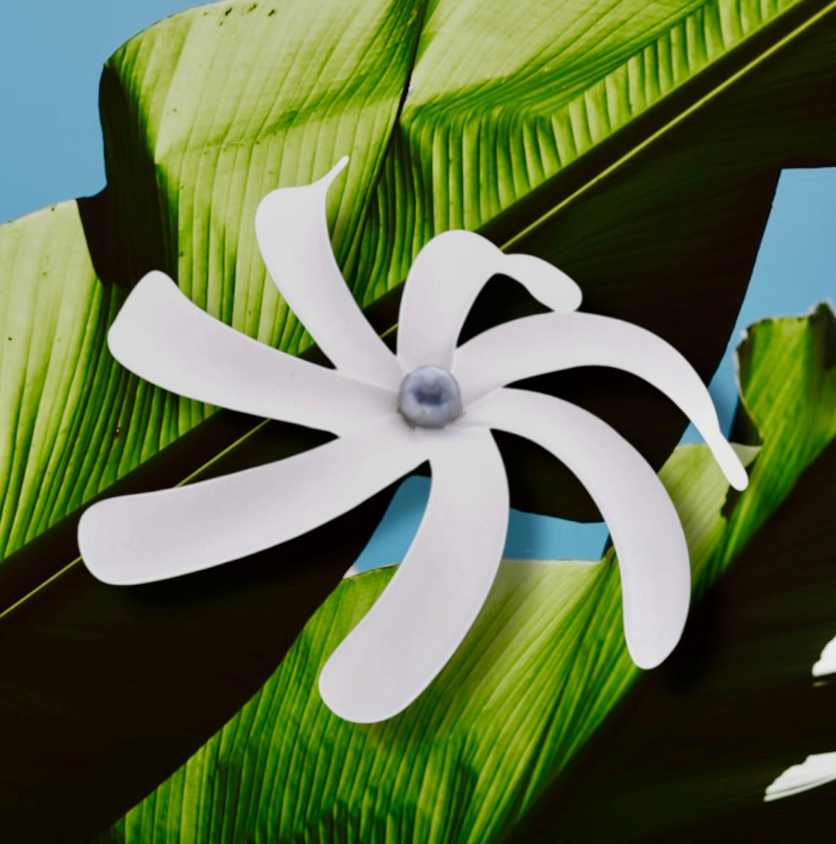 Izzie-Ready to Ship-5 inch white tiare flower hair stick