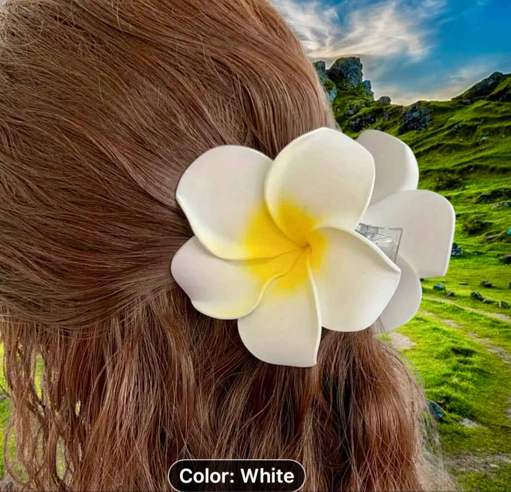 Pua - 3.54" Plumeria Foam Flower Hair Claw - Tropical Hair Clip - Ready to Ship