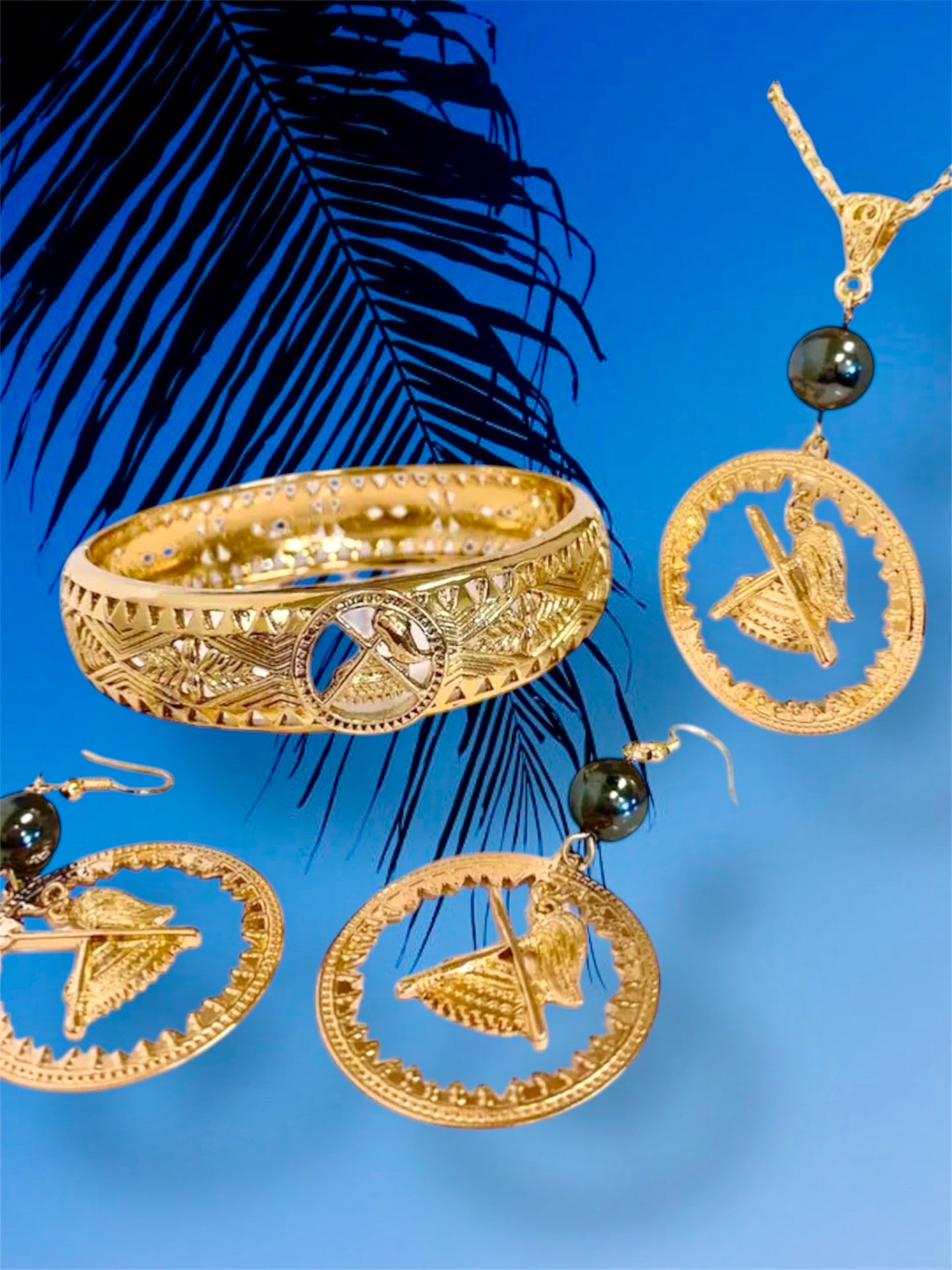Kuokua-Pre-Order-Samoa Seal Set Hawaiian Hamilton Gold 18mm Bracelets Necklace Earrings