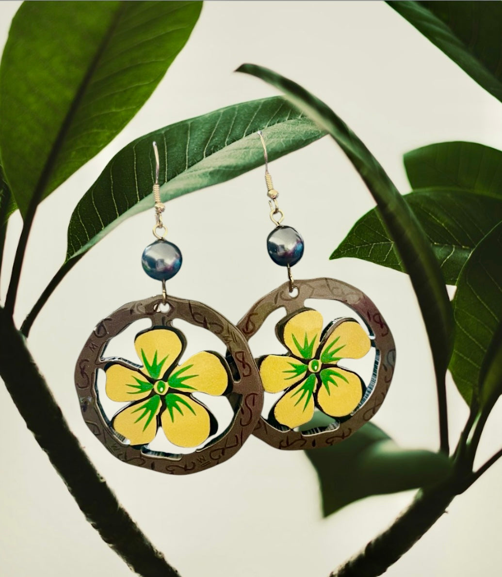 Anuhea - Ready to Ship - Yellow Hibiscus Tropical Flower Earrings