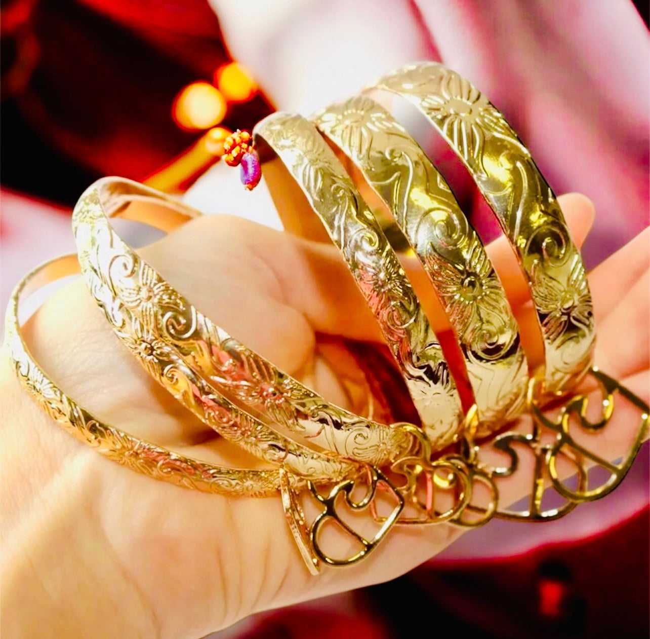 Ikaika-Pre-Order-10 mm (one bracelet) Hawaiian Hamilton Gold Bracelet with Heart Wave Charm