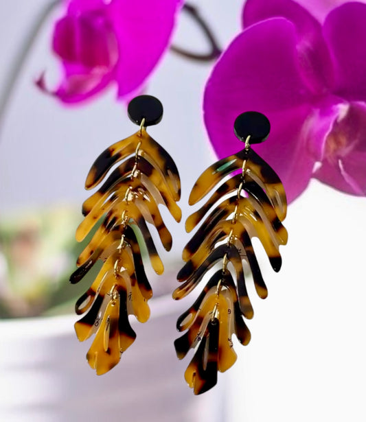 Tali - Ready to Ship - Multi-Layered Acrylic Leaf Earrings