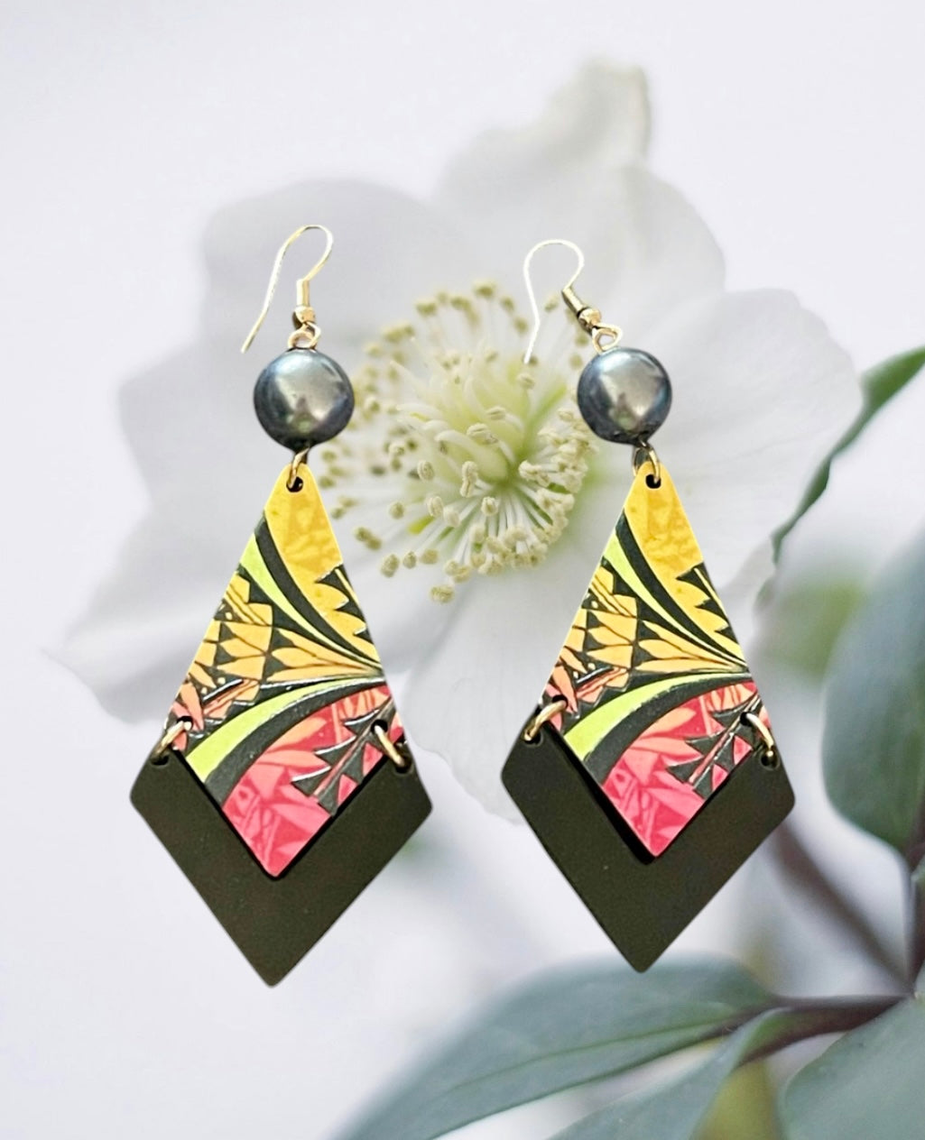 Sina - Ready to Ship - Colorful Pearl Statement Earrings