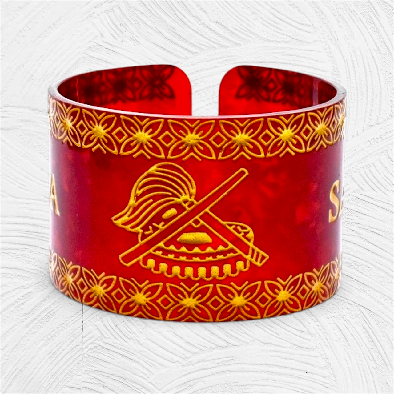 Tisa - Pre-Order Samoan Seal Engraved Faux Turtle Shell Bracelet 2 Inches Wide