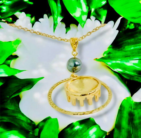 Lei Nani-Pre-Order-Samoan Kava Bowl: Hamilton Gold Necklace with Shell Pearls