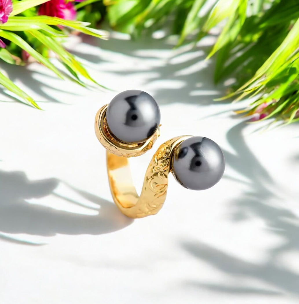 Aliitasi - Ready to Ship - Hawaiian Gold Plated Ring with Fresh Water Pearls