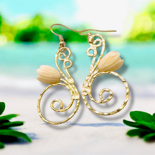 Mana Lagi-Pre-Order-Hamilton Gold Pikake Earrings