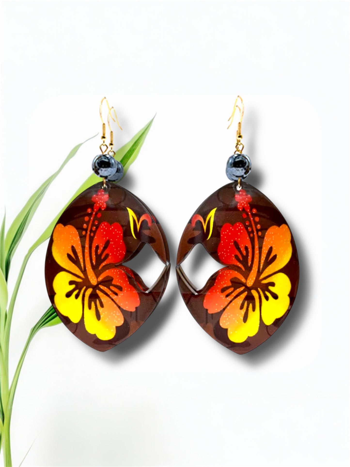 Eloise - Ready to ship-Hawaiian Flower Acrylic Frangipani Pendant Earrings