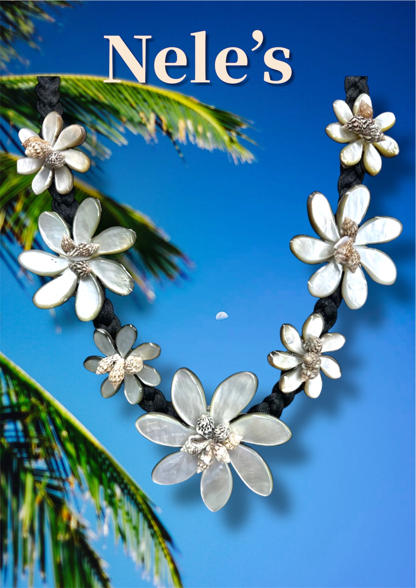 Dana-Pre-Order-Carved Tiare Flower Mother of Pearl Shell Pendant Necklace 26.5 inch